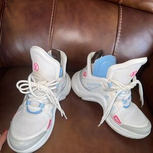 Kids White and Blue Sneakers